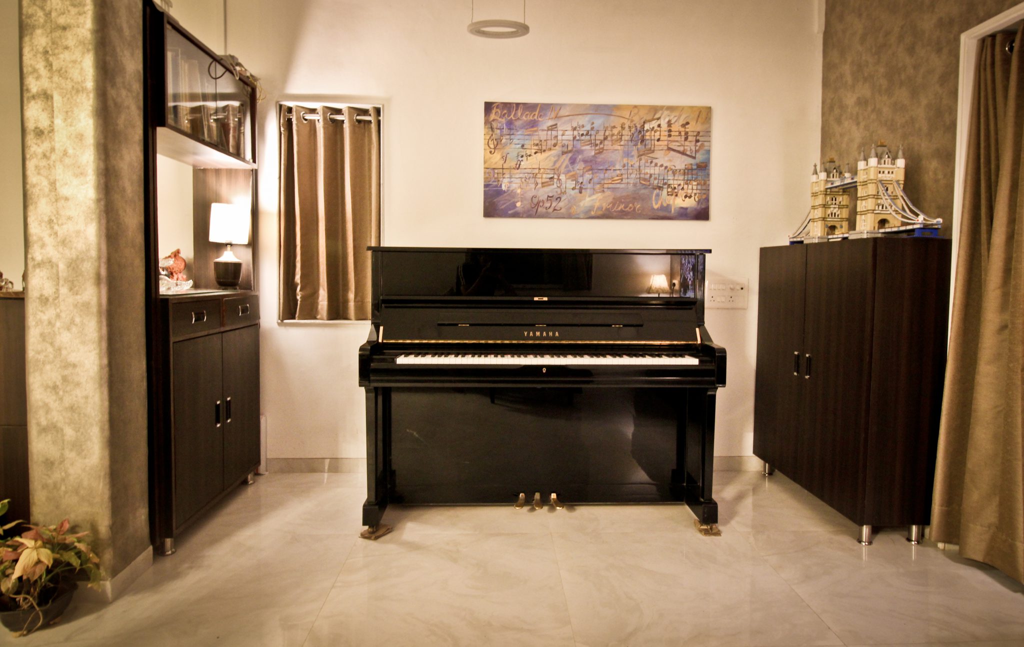 Yamaha U1 upright piano in the Pune studio